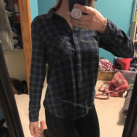 Forever 21 Tops - F21 Blue & Green Flannel